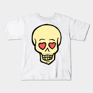 Happy Skull with Hearts Kids T-Shirt